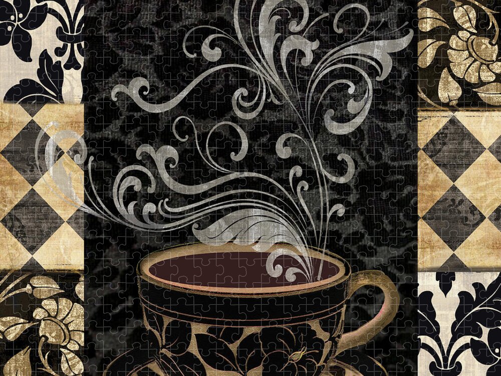 Coffee Jigsaw Puzzle featuring the painting Cafe Noir I by Mindy Sommers