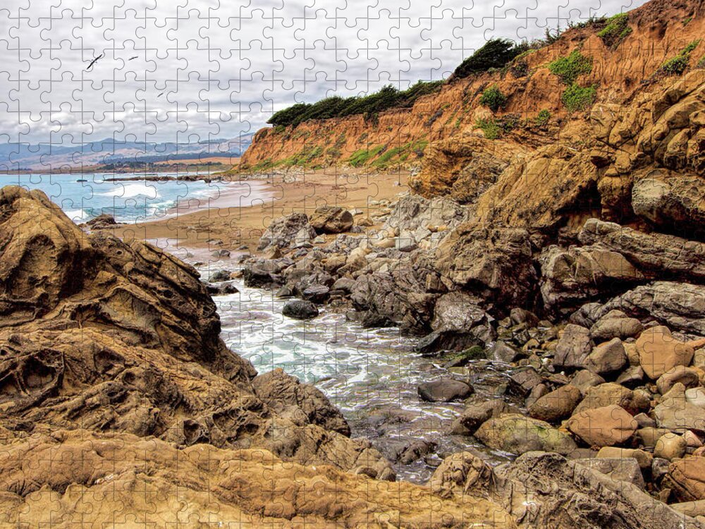 California Jigsaw Puzzle featuring the photograph California Coast Rocks Cliffs and Beach by Dan Carmichael