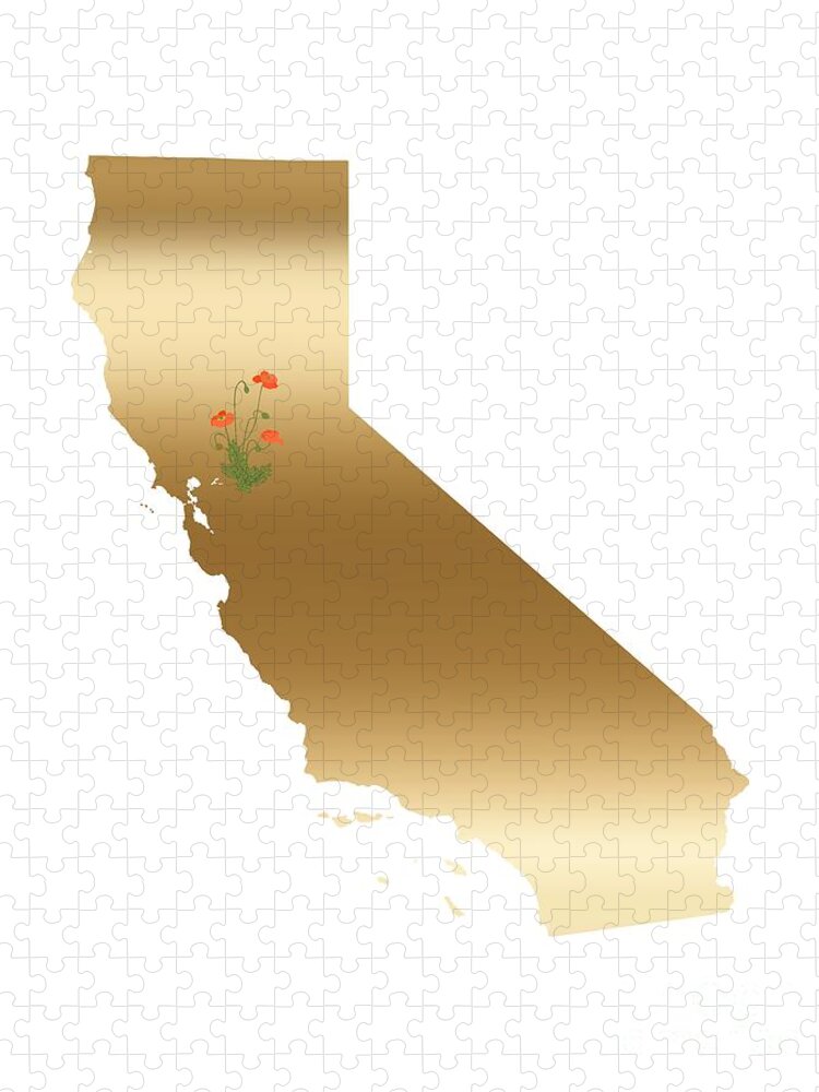 California Jigsaw Puzzle featuring the digital art California Gold with State Flower by Leah McPhail