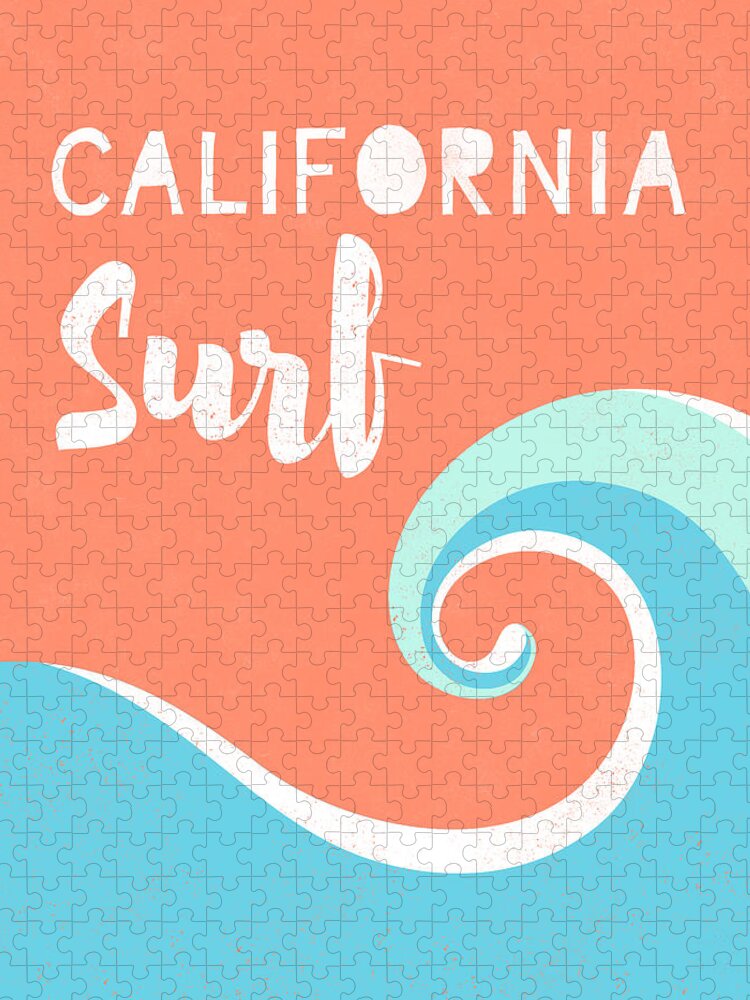 Surf Jigsaw Puzzle featuring the digital art California Surf- Art by Linda Woods by Linda Woods