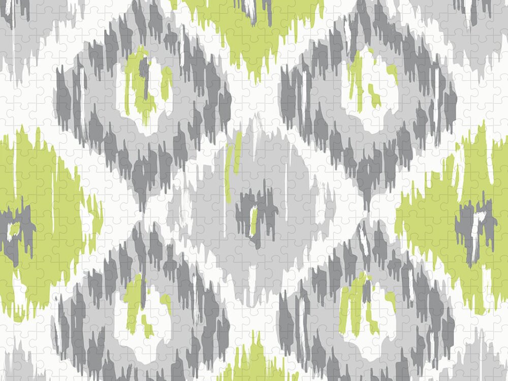 Ikat Jigsaw Puzzle featuring the painting Calyx IKat Pattern by Mindy Sommers