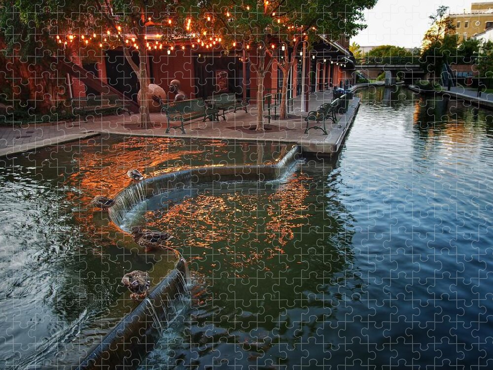 Lights Jigsaw Puzzle featuring the photograph Canal Light Reflections by Buck Buchanan