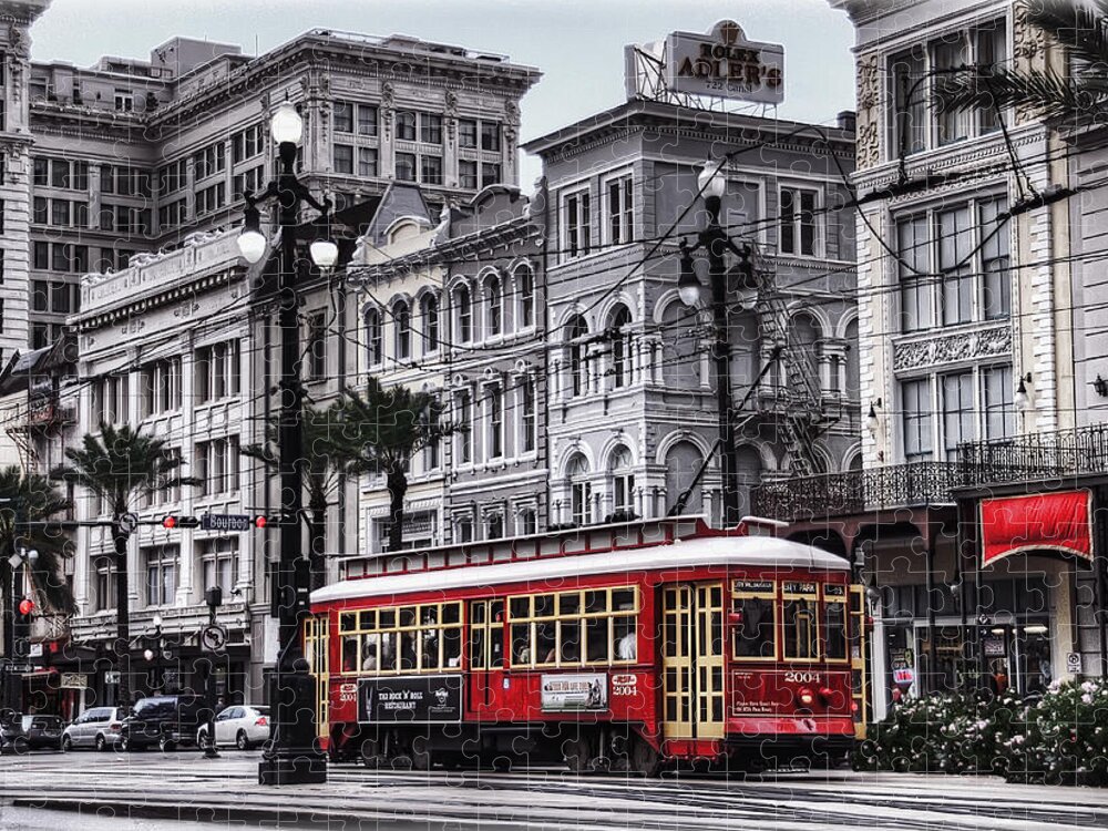 Nola Jigsaw Puzzle featuring the photograph Canal Street Trolley by Tammy Wetzel