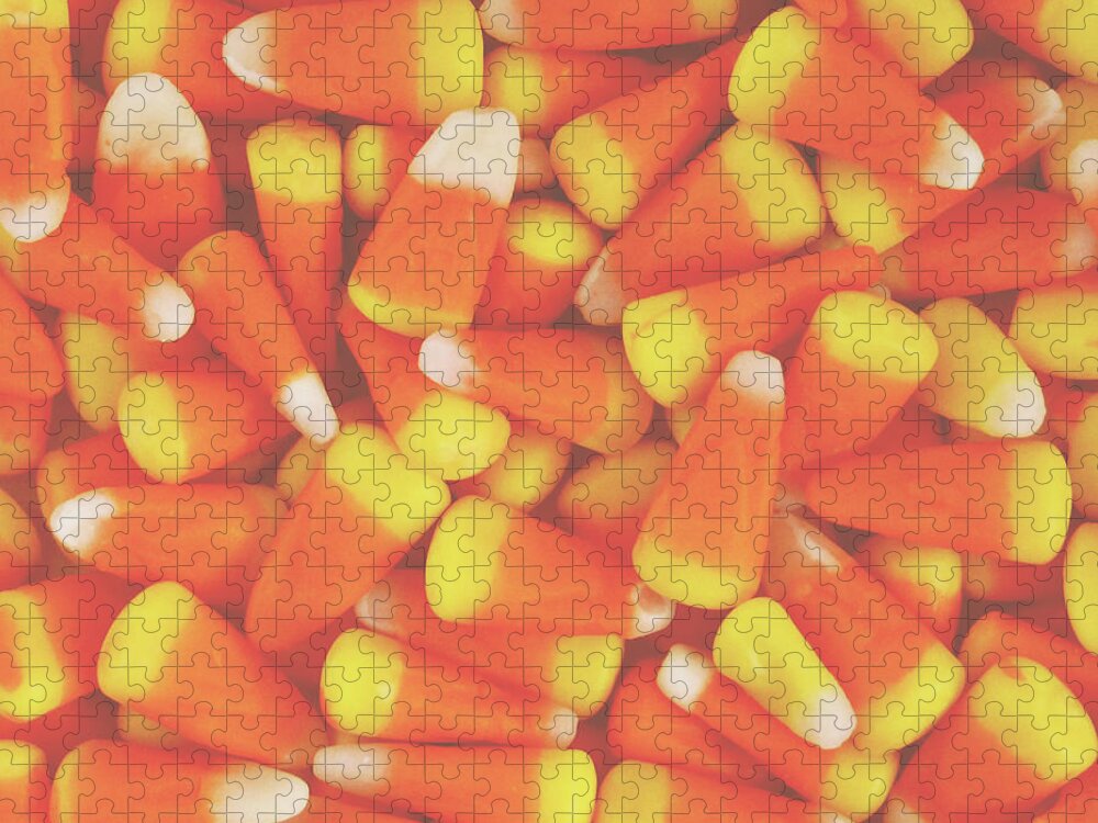 Candy Corn Jigsaw Puzzle featuring the photograph Candy Corn Square- by Linda Woods by Linda Woods
