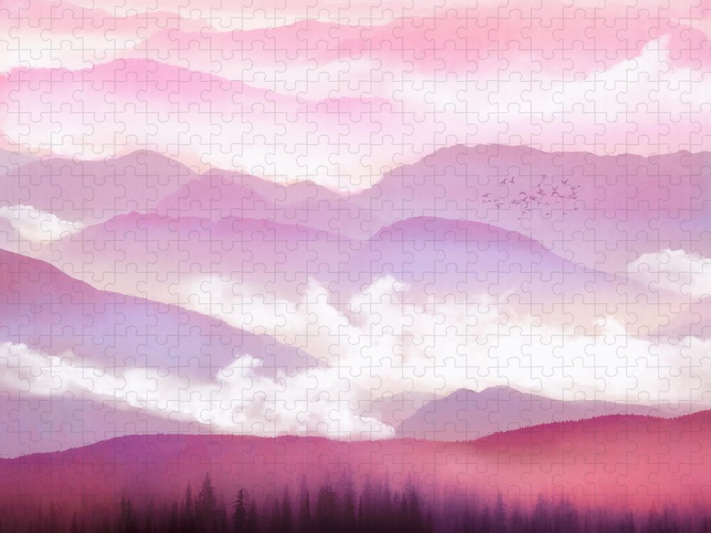 Mist Puzzle featuring the digital art Candy Floss Mist by Spacefrog Designs