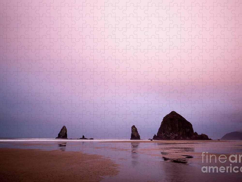Nature Jigsaw Puzzle featuring the photograph Cannon beach in the early morning blue light by Paul Quinn