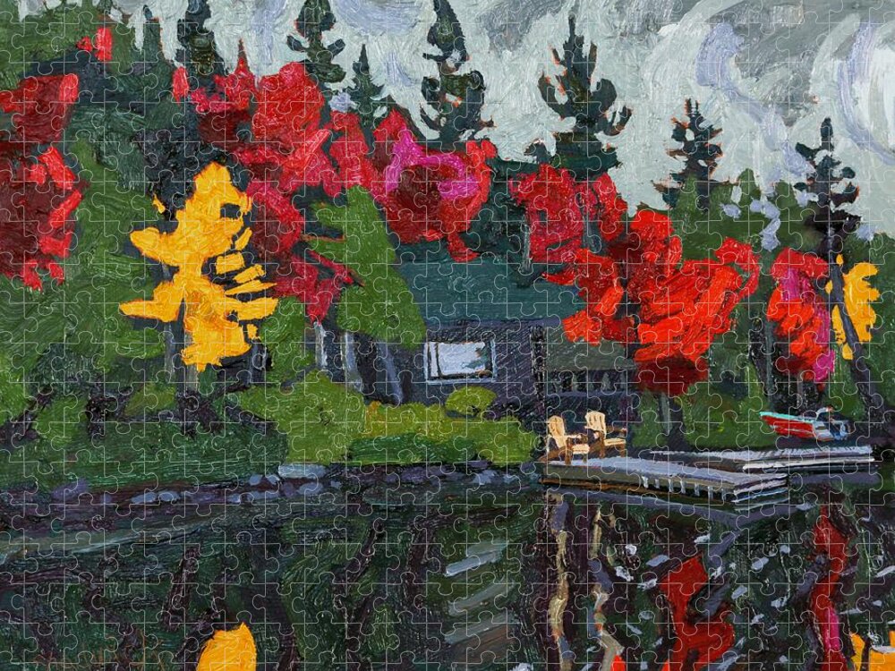 1878 Jigsaw Puzzle featuring the painting Canoe Lake Chairs by Phil Chadwick