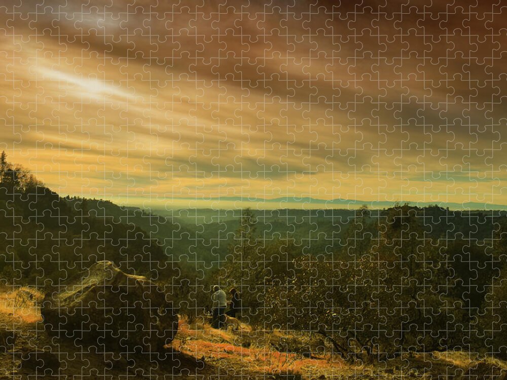 Hiking Jigsaw Puzzle featuring the photograph Canyon Trail at Sunset by Frank Wilson