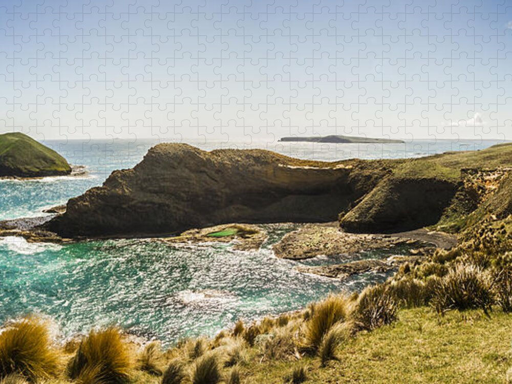 Tasmania Jigsaw Puzzle featuring the photograph Cape Grim cliff panoramic by Jorgo Photography