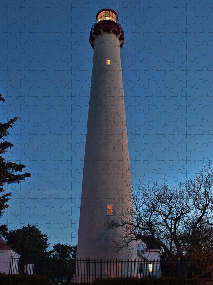 Cape May Lighthouse Jigsaw Puzzle featuring the photograph Cape May Lighthouse in Evening by Kristia Adams