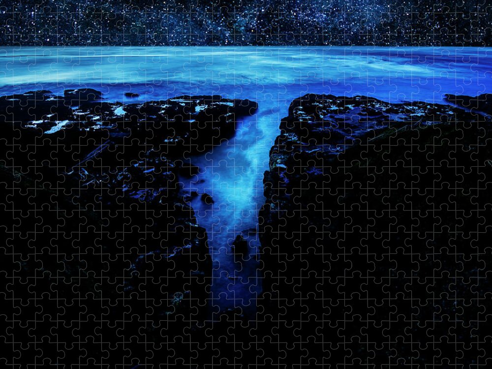 Star Jigsaw Puzzle featuring the digital art Cape Perpetua Blue Night by Pelo Blanco Photo