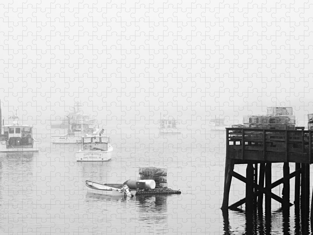 Boats Jigsaw Puzzle featuring the photograph Cape Porpoise Lobster boats in fog by David Smith
