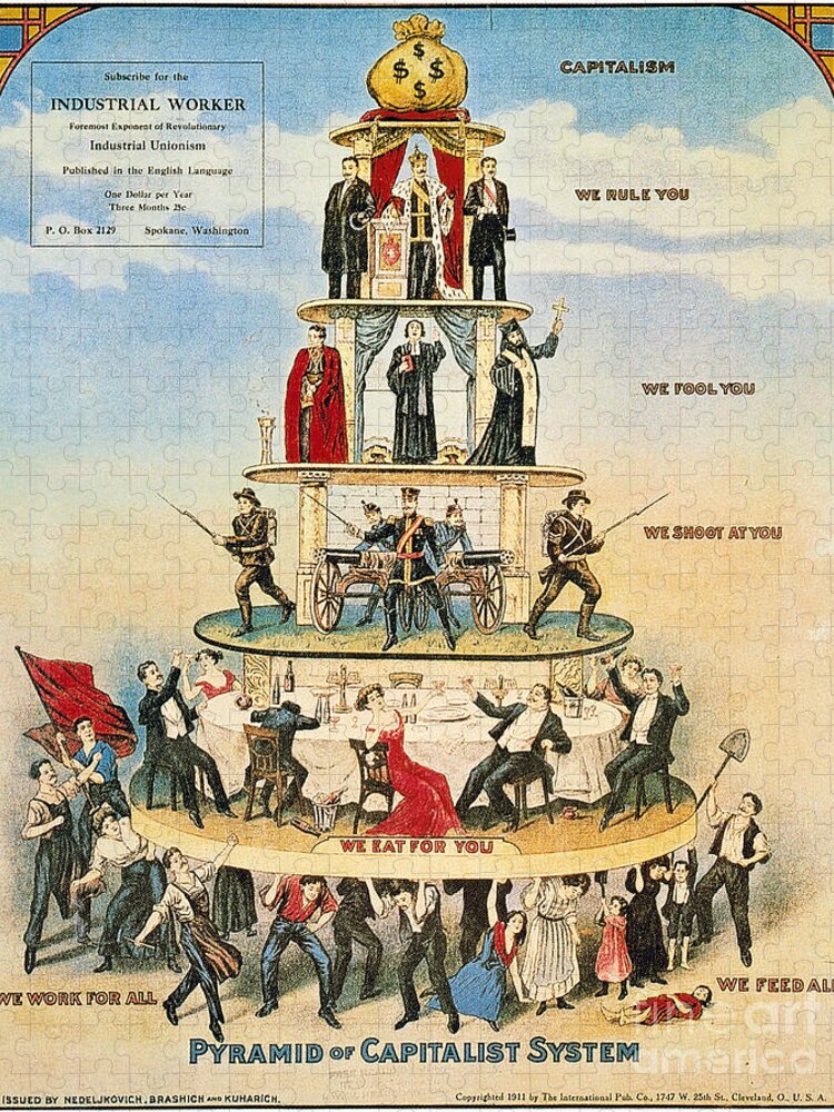 1911 Jigsaw Puzzle featuring the drawing Capitalist Pyramid, 1911 by Granger