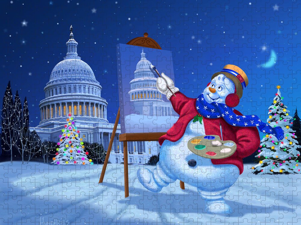 Michael Humphries Jigsaw Puzzle featuring the painting Capitol Christmas by Michael Humphries