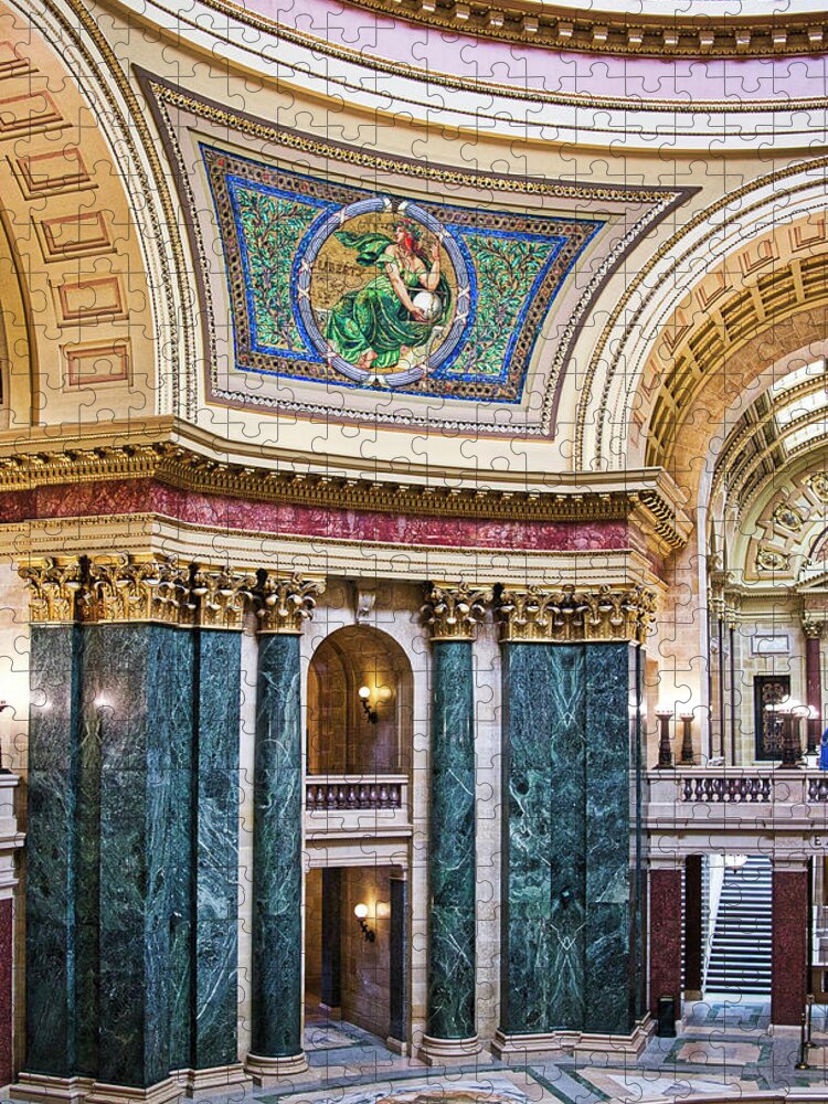 Capitol Jigsaw Puzzle featuring the photograph Capitol Rotunda -Madison - Wisconsin by Steven Ralser
