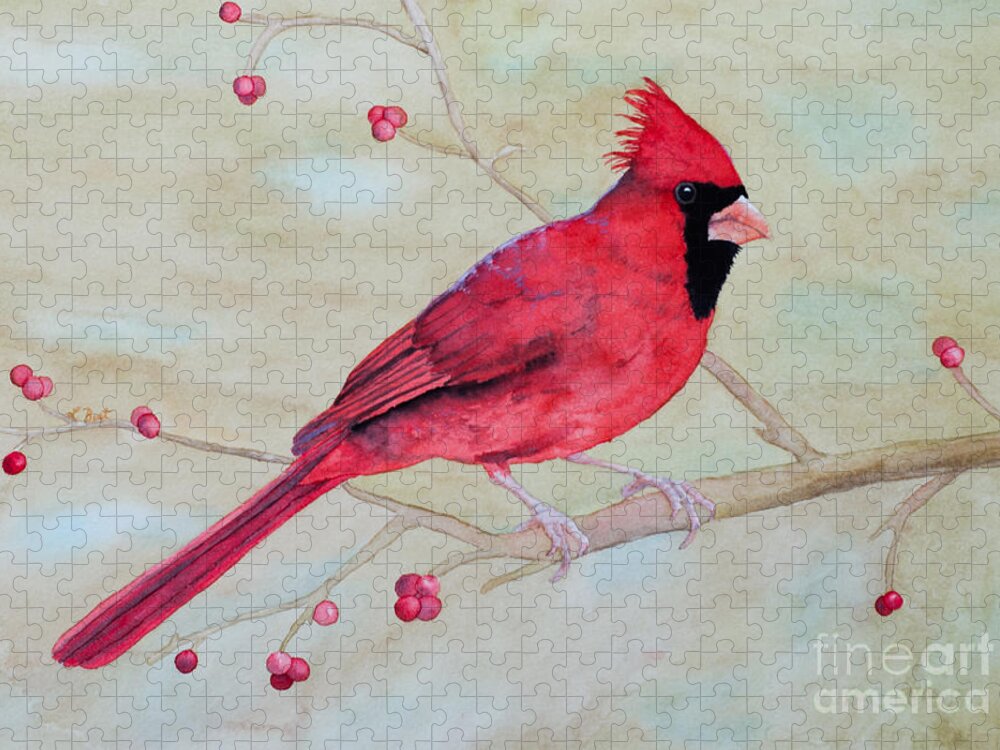 Cardinal Jigsaw Puzzle featuring the painting Cardinal II by Laurel Best