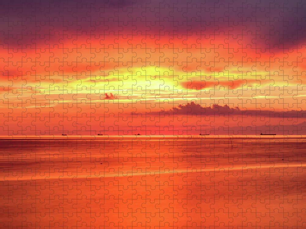 Sunset Jigsaw Puzzle featuring the photograph Cargo Line by Nicole Lloyd
