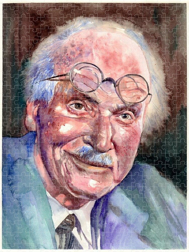Carl Puzzle featuring the painting Carl Gustav Jung portrait by Suzann Sines