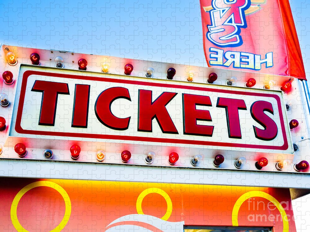Daytime Jigsaw Puzzle featuring the photograph Carnival Tickets Sign by Paul Velgos