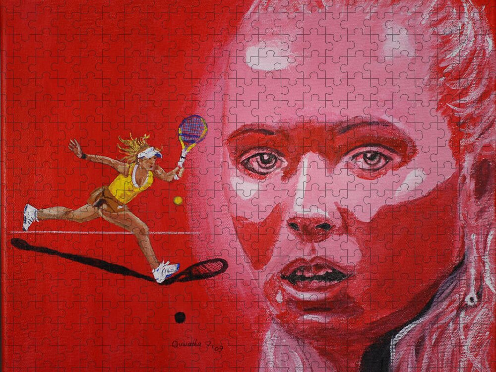 Tennis Jigsaw Puzzle featuring the painting Caroline Wozniacki by Quwatha Valentine