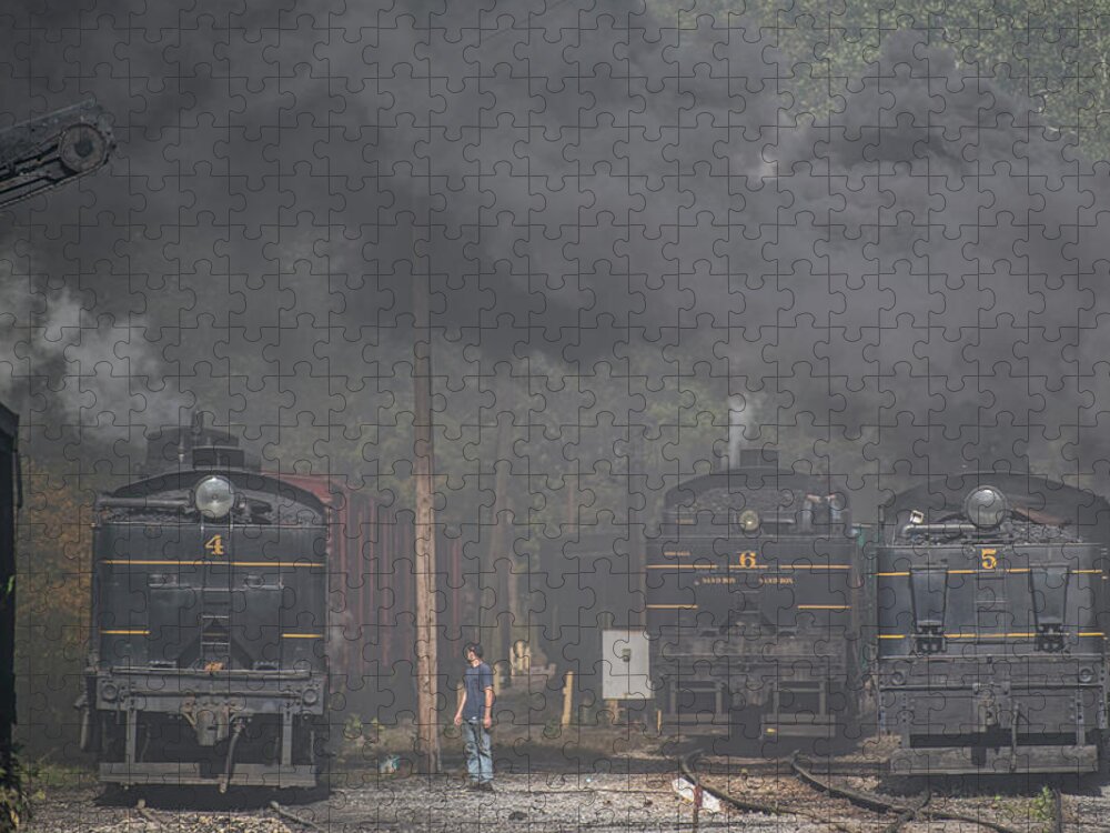 Railroad Tracks Jigsaw Puzzle featuring the photograph Cass Scenic Railroad 3 Cass WV by Jim Pearson