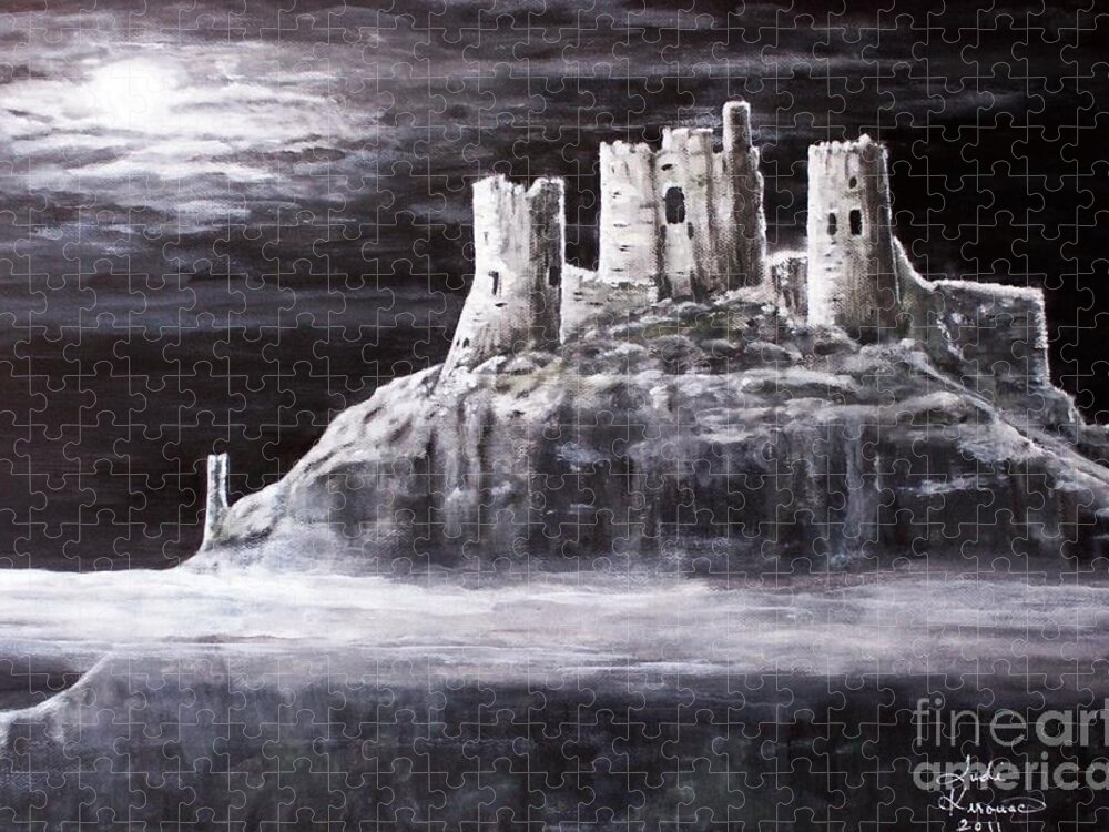 Castle Jigsaw Puzzle featuring the painting Castle In The Sky by Judy Kirouac