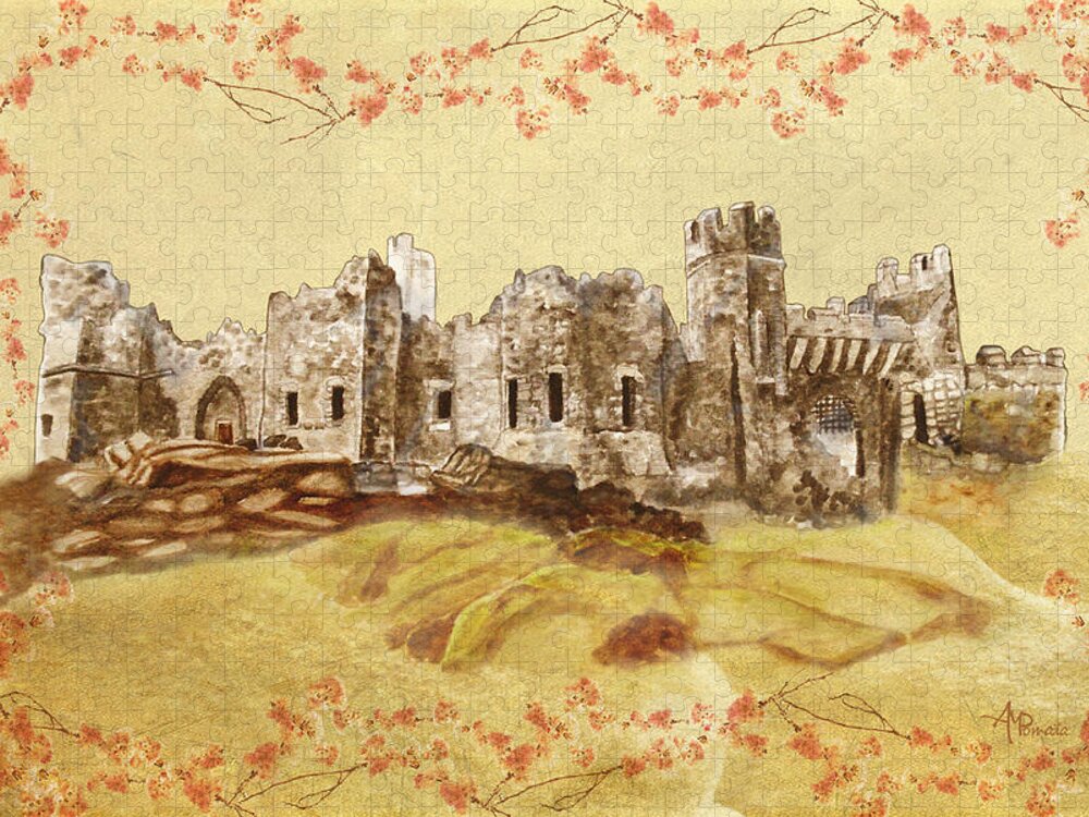 Castle Jigsaw Puzzle featuring the mixed media Castle Ward Vintage by Angeles M Pomata