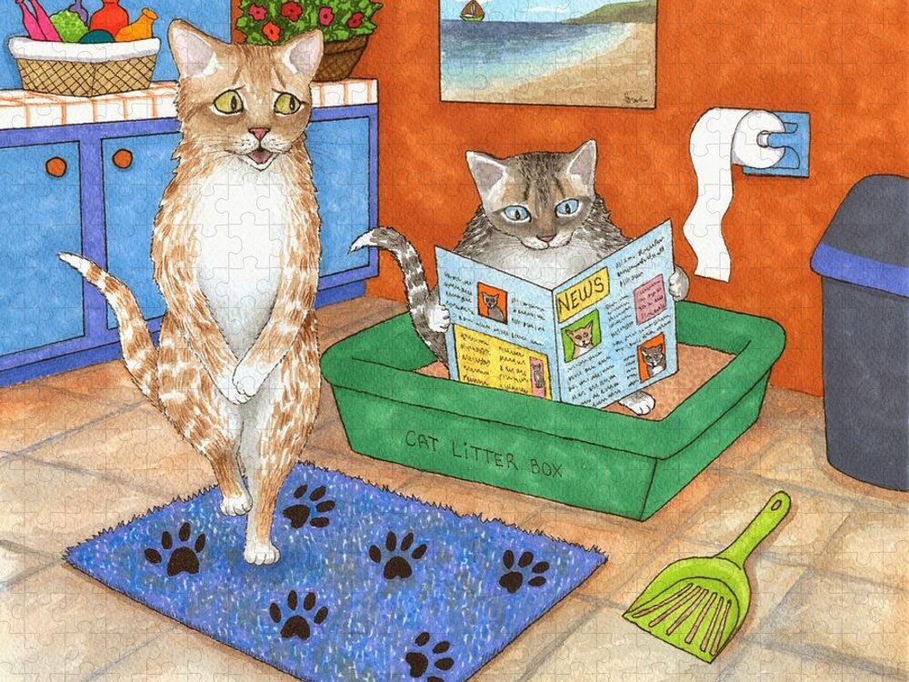 Cat Jigsaw Puzzle featuring the painting Cat 538 by Lucie Dumas