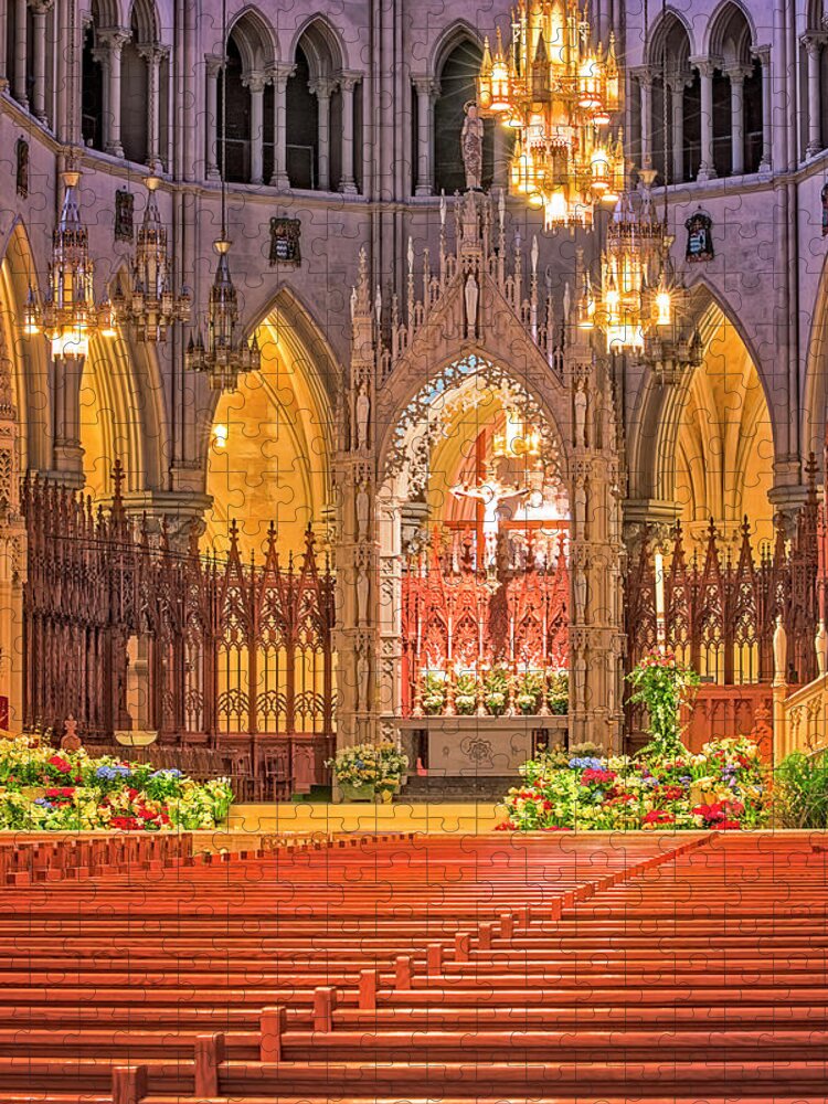 Cathedral Basilica Of The Sacred Heart Jigsaw Puzzle featuring the photograph Cathedral Basilica Of The Sacred Heart Newark NJ by Susan Candelario
