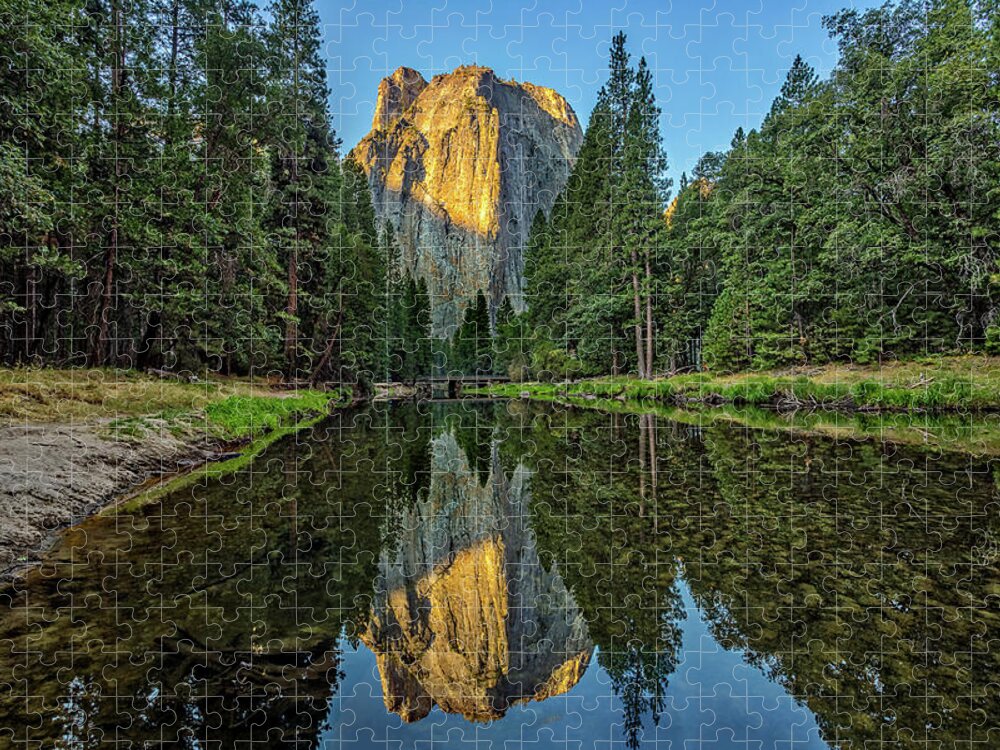California Jigsaw Puzzle featuring the photograph Cathedral Rocks Morning by Peter Tellone