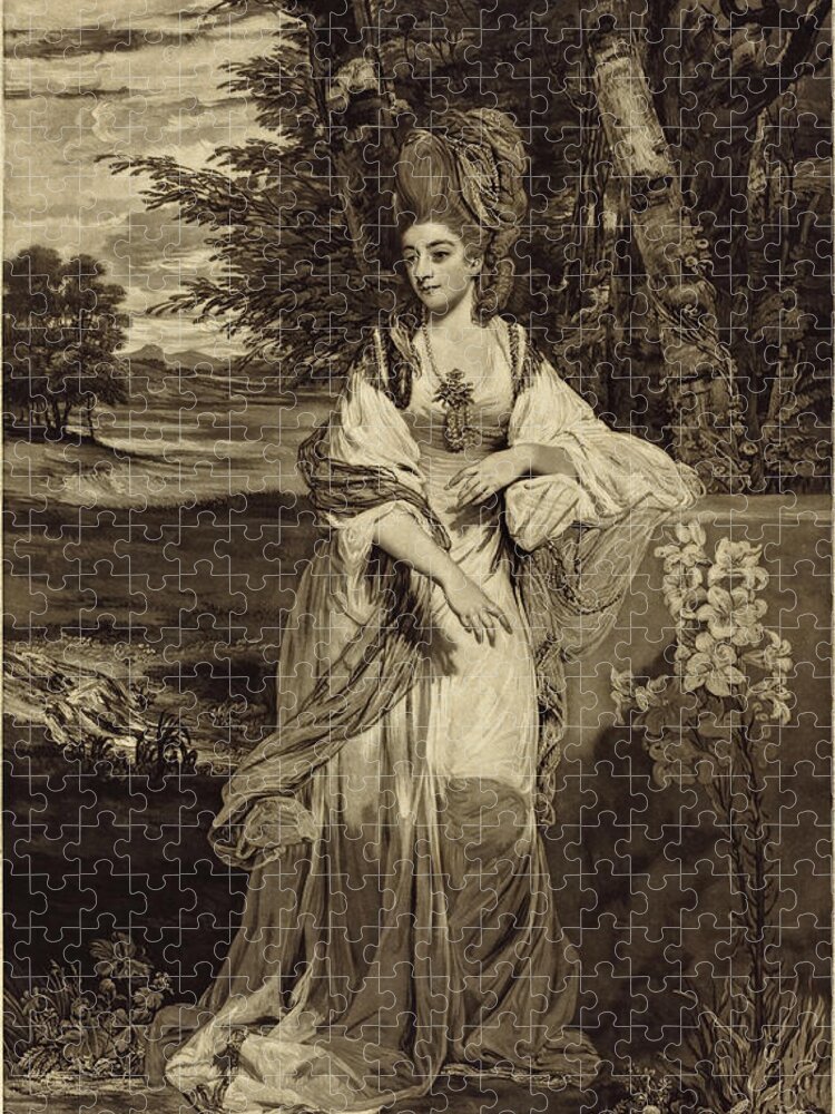 Thomas Watson After Sir Joshua Reynolds Jigsaw Puzzle featuring the drawing Catherine, Lady Bampfylde by Thomas Watson after Sir Joshua Reynolds