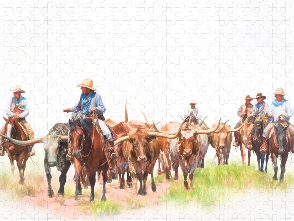 America Jigsaw Puzzle featuring the photograph Cattle Drive by David and Carol Kelly