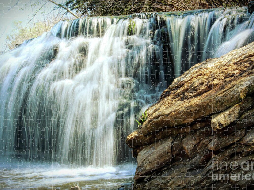 Water Fall Jigsaw Puzzle featuring the photograph Cedar Lake Falls by Lynn Sprowl