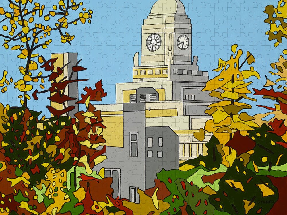 Valley Stream Jigsaw Puzzle featuring the painting Central Autumn by Mike Stanko