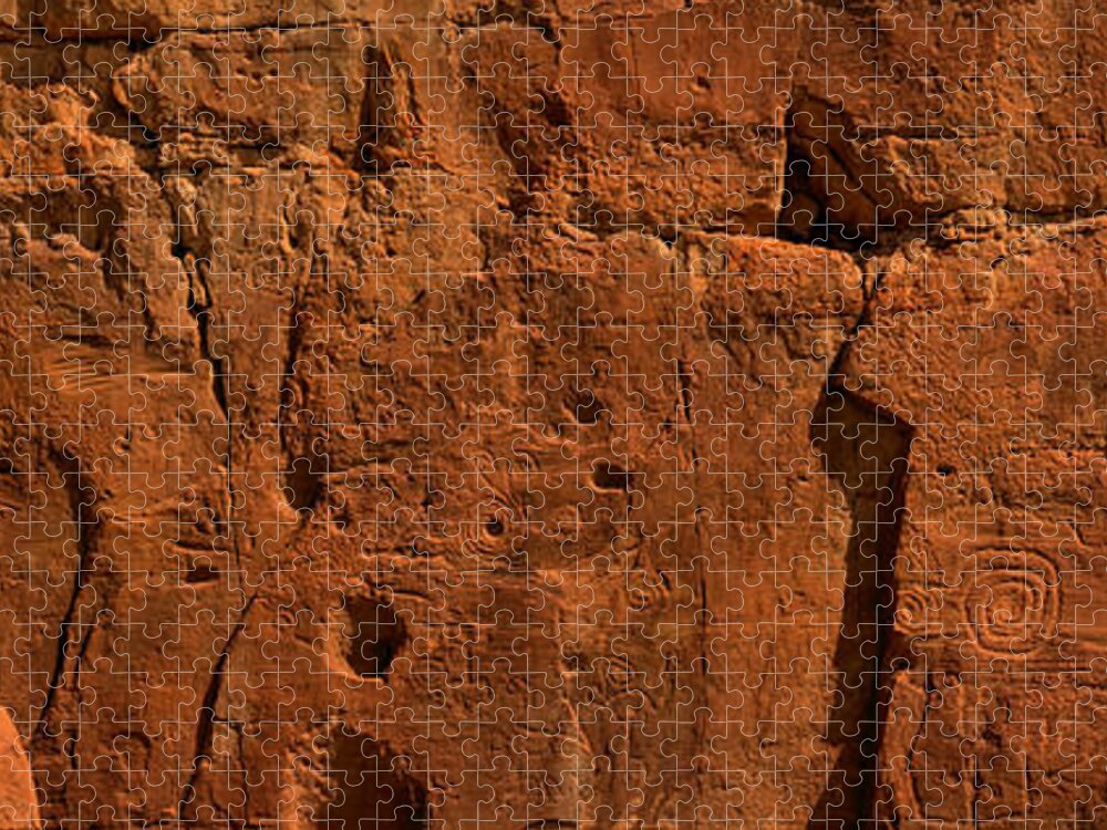 Chaco Canyon Jigsaw Puzzle featuring the photograph Chaco Culture Petroglyph Panel by Adam Jewell