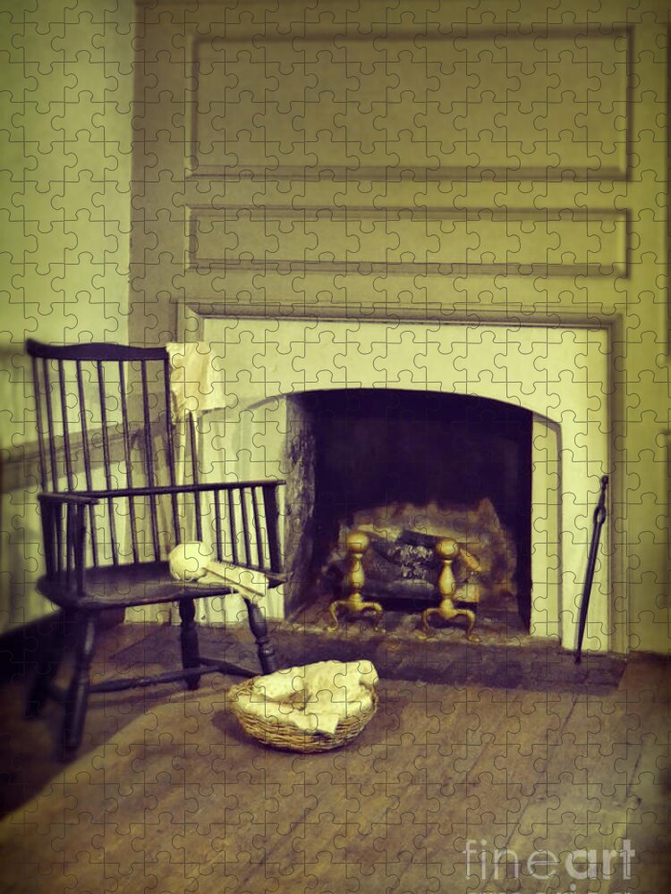 Chair Jigsaw Puzzle featuring the photograph Chair by the Fireplace by Jill Battaglia