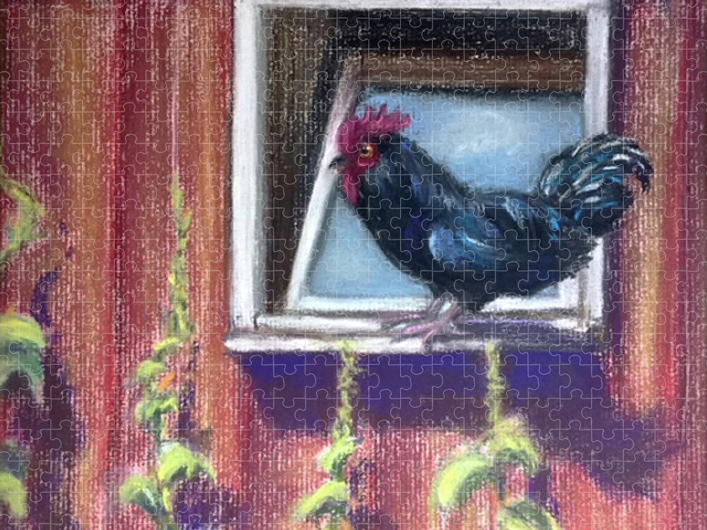 Chicken Jigsaw Puzzle featuring the painting Chanticleer by Susan Sarabasha