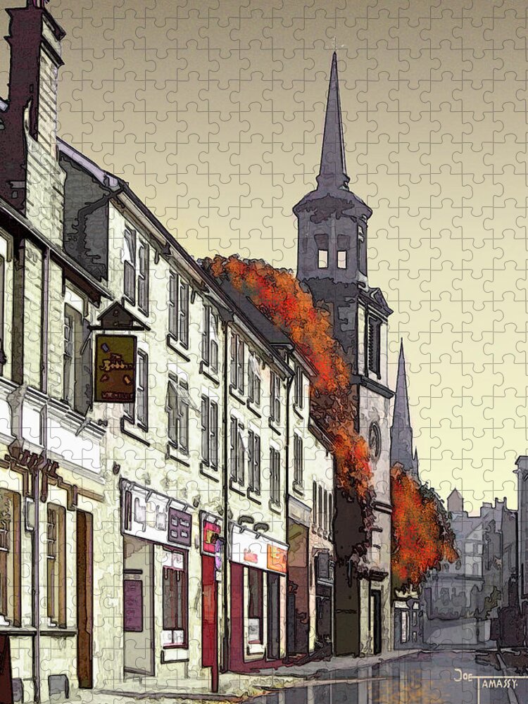 Lancaster Jigsaw Puzzle featuring the digital art Chapel Street mini by Joe Tamassy