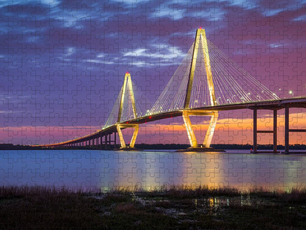 Charleston Jigsaw Puzzle featuring the photograph Charleston SC Arthur Ravenel Jr Bridge by Dave Allen