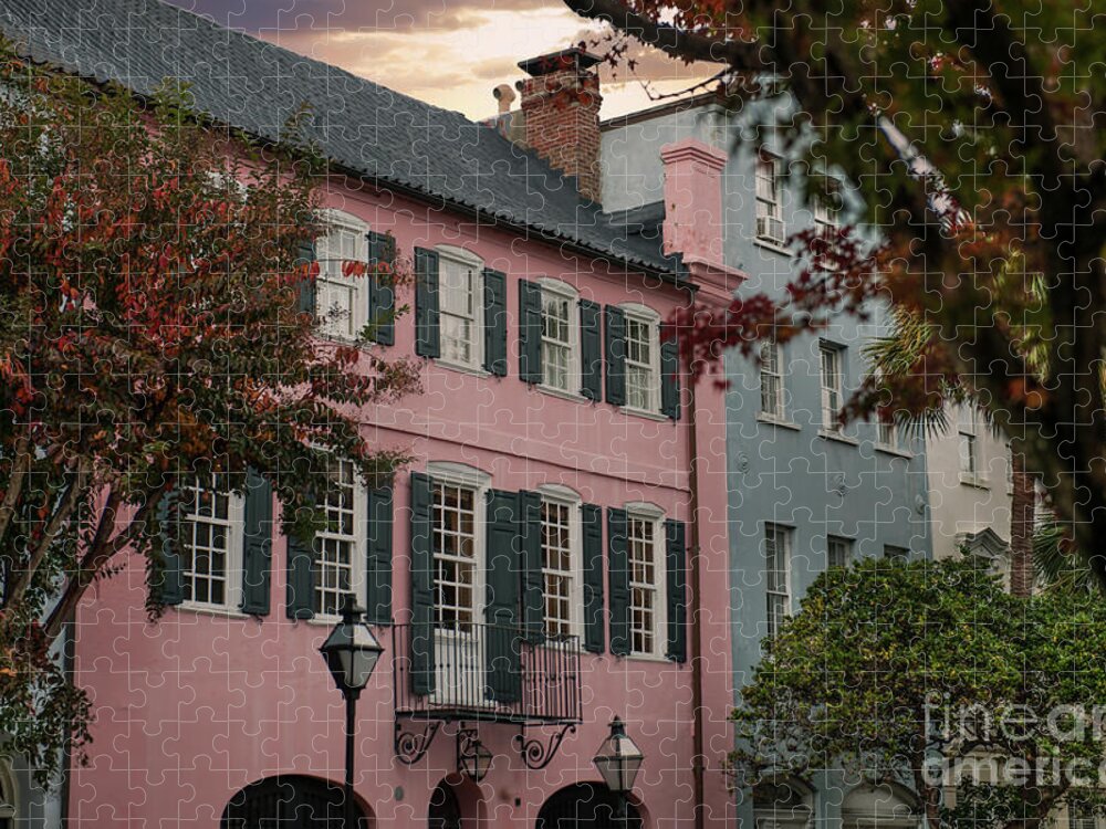 Rainbow Row Jigsaw Puzzle featuring the photograph Charleston Tourist Landmark by Dale Powell