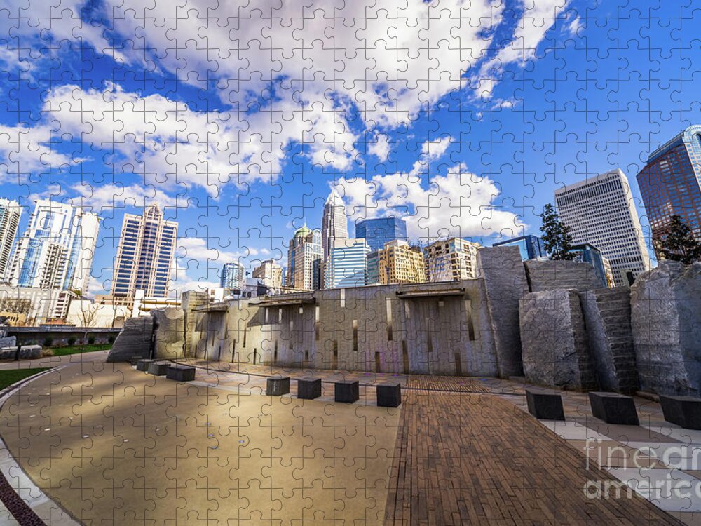 121 West Trade Jigsaw Puzzle featuring the photograph Charlotte North Carolina at Romare Bearden Park by Paul Velgos