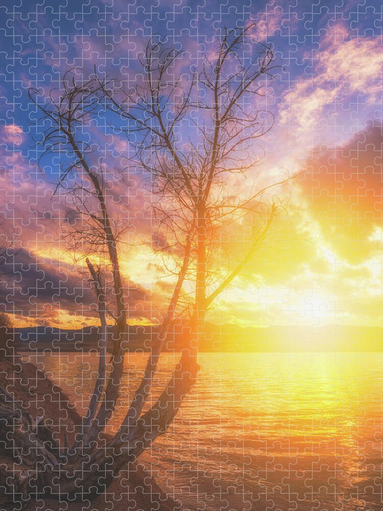 Sunset Jigsaw Puzzle featuring the photograph Chatfield Lake Sunset by Darren White
