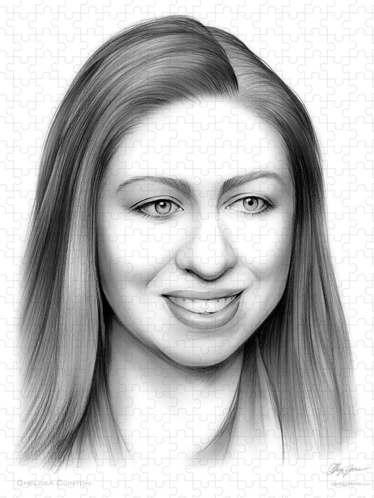 Chelsea Clinton Puzzle featuring the drawing Chelsea Clinton by Greg Joens