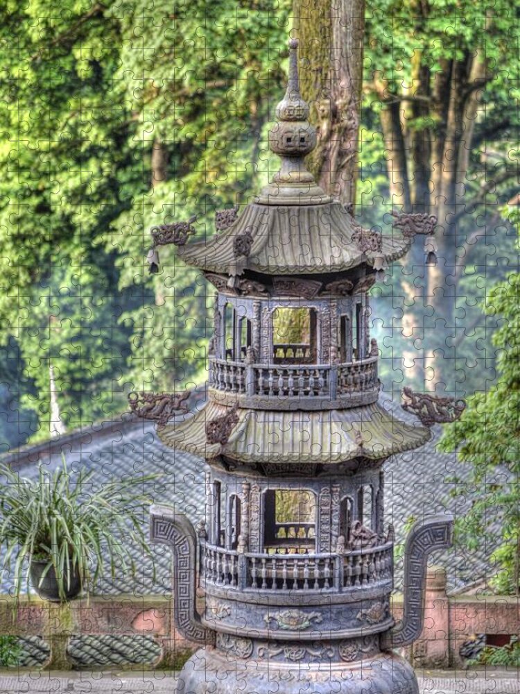 Temple Jigsaw Puzzle featuring the photograph Chendu China Temple by Bill Hamilton