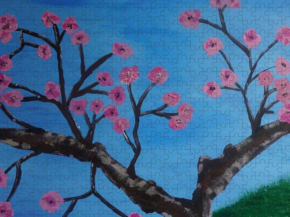 Cherry Blossom Jigsaw Puzzle featuring the painting Cherry Blossoms II by Jimmy Clark