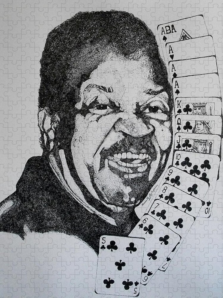 Portrait Jigsaw Puzzle featuring the drawing Chester Johnson Tribute by Michelle Gilmore