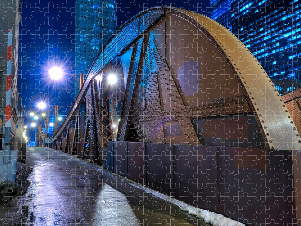 Bridge Jigsaw Puzzle featuring the photograph Chicago Steel Bridge by Steve Gadomski