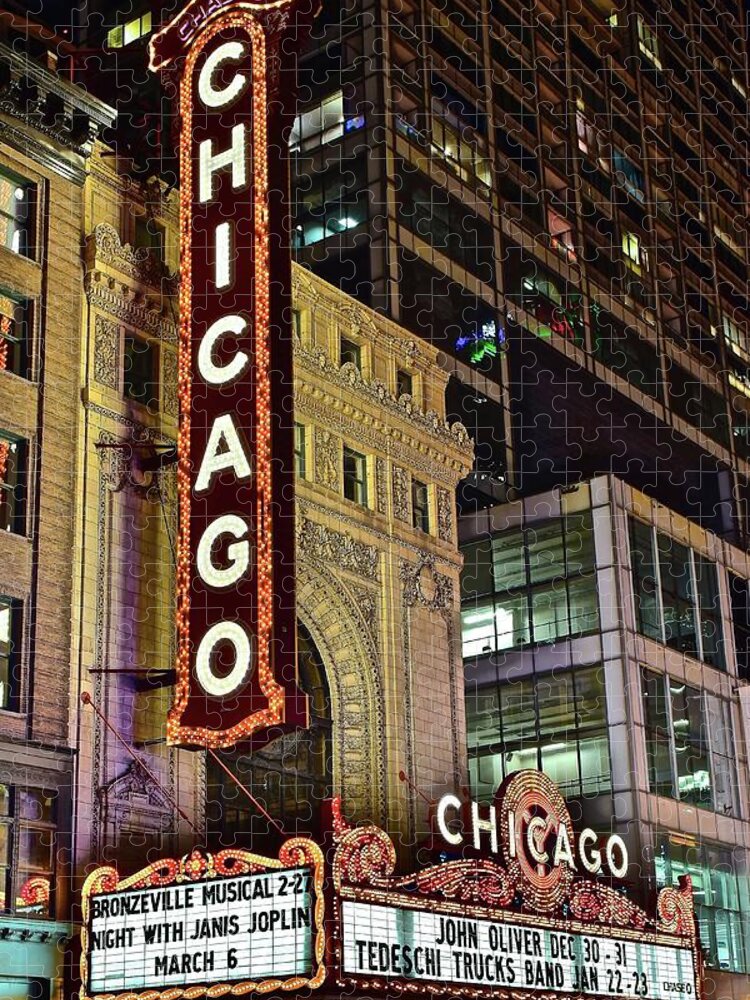 Chicago Jigsaw Puzzle featuring the photograph Chicago Theater Close Up by Frozen in Time Fine Art Photography
