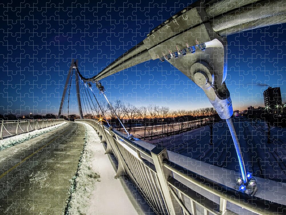 Chicago Jigsaw Puzzle featuring the photograph Chicago's new 35th street ped bridge at dawn by Sven Brogren