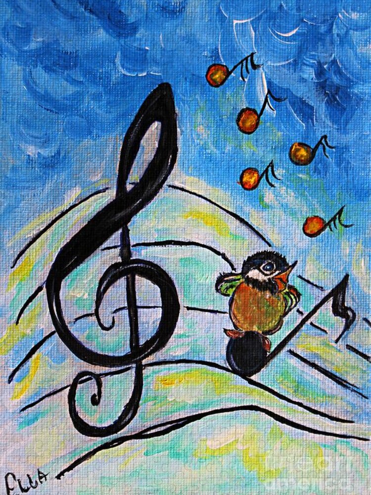 Chickadee Jigsaw Puzzle featuring the painting Chickadee Song Bird by Ella Kaye Dickey